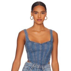 Bardot denim corset bustier